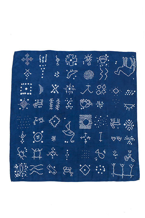 INDIGO SILK BANDHANI STATEMENT SQUARE SILK SCARF
