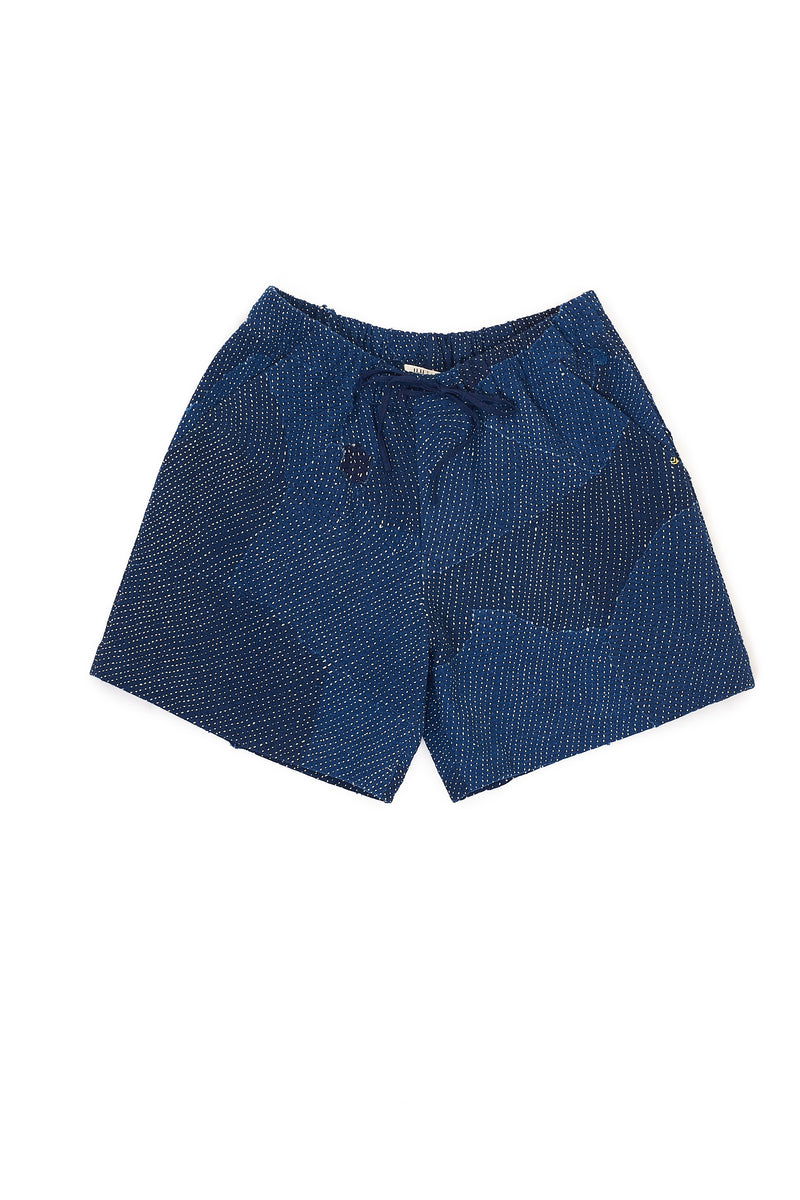 KANTHA PATCHWORK INDIGO SHORTS