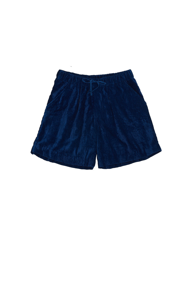 Indigo Soft Velvet Shorts