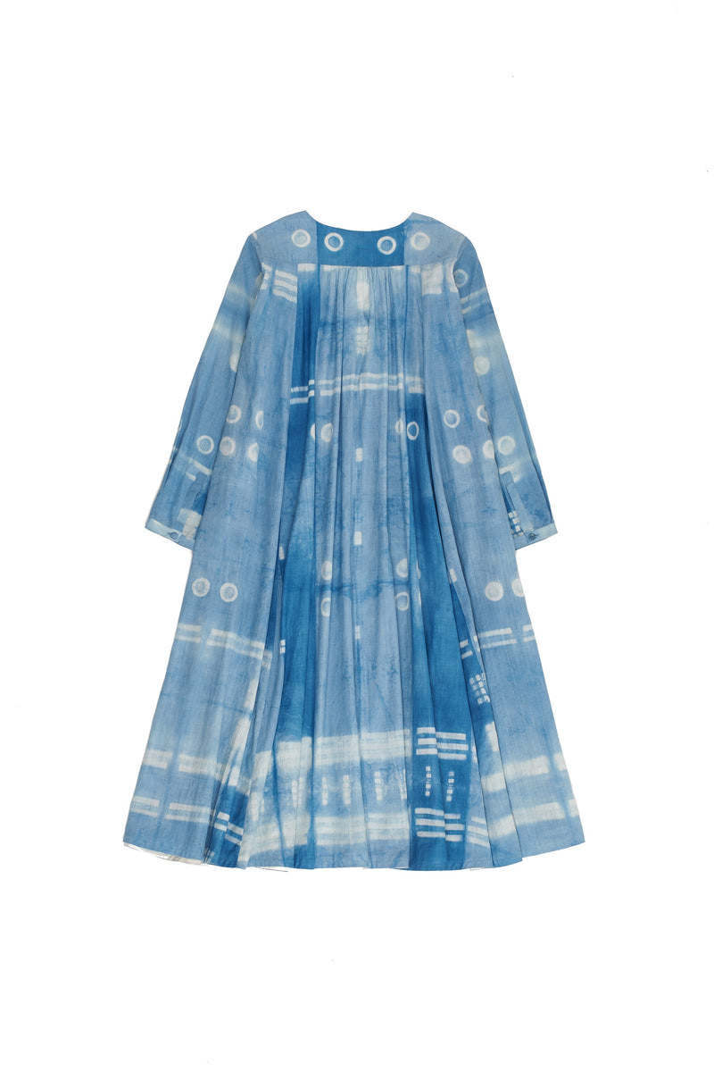 INDIGO STATEMENT CLAMP DYED SUMMER DRESS