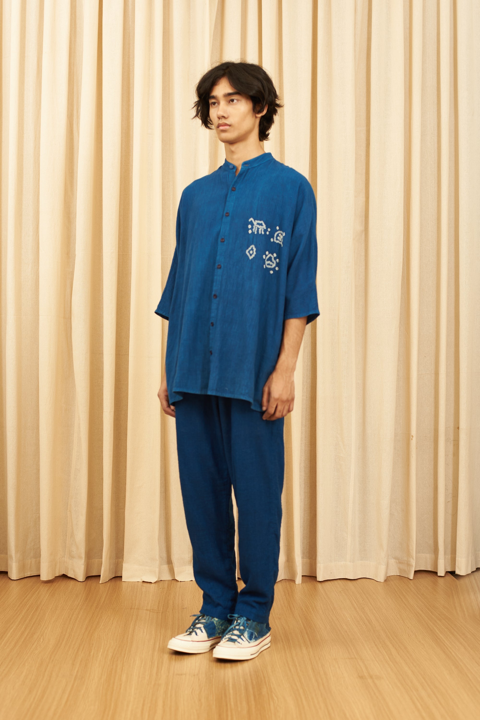 INDIGO ORGANIC COTTON BANDHANI SHIRT