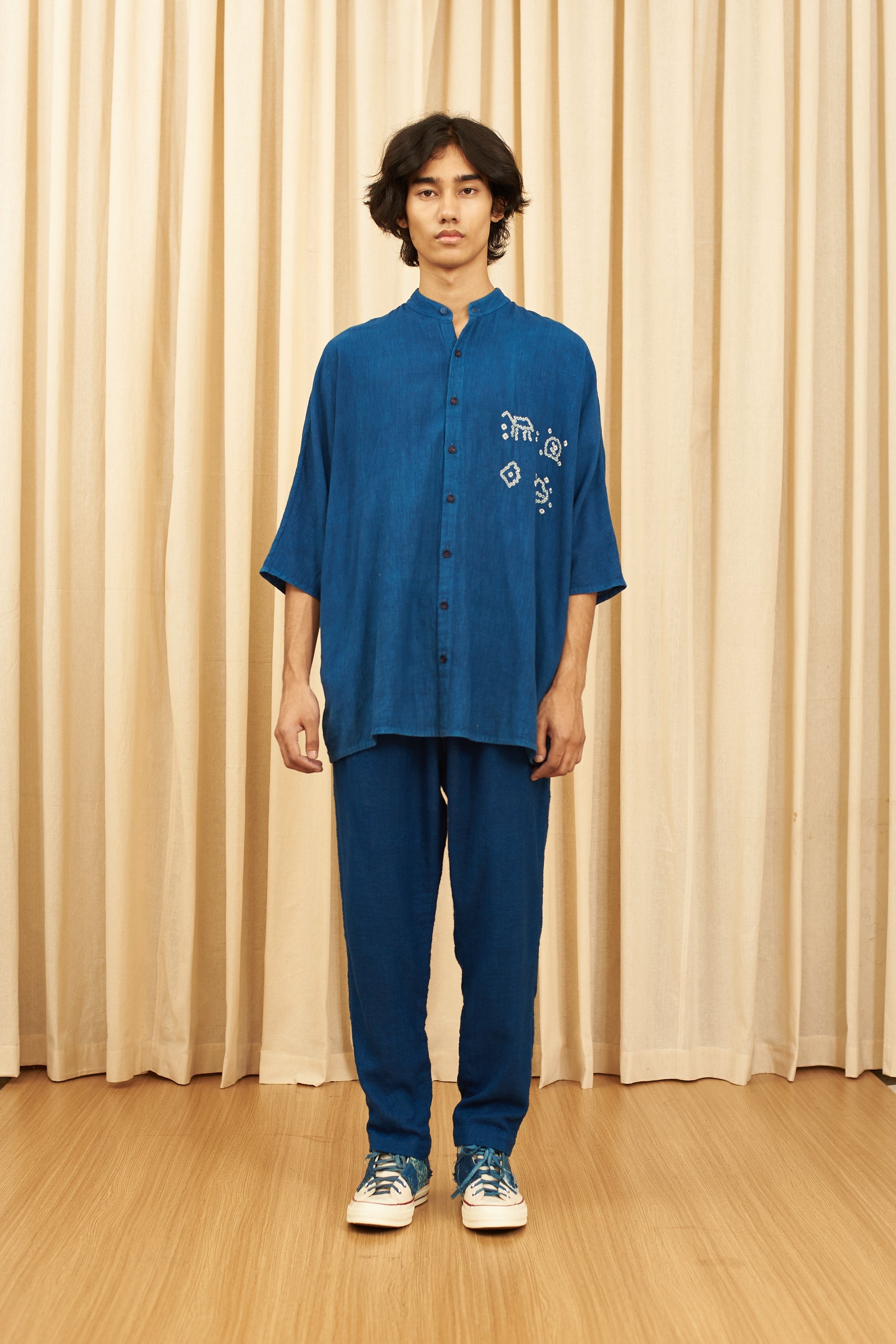 INDIGO ORGANIC COTTON BANDHANI SHIRT