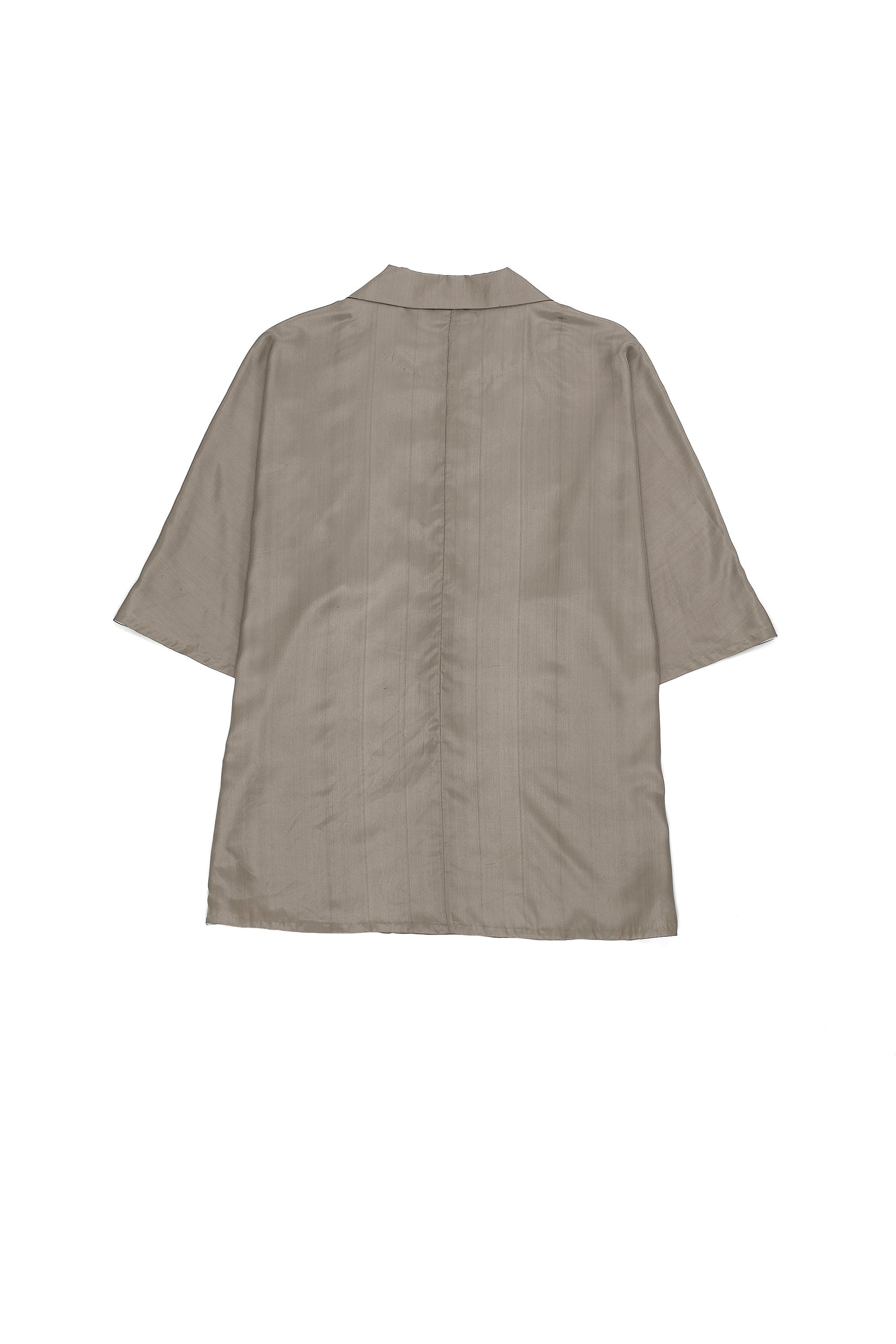 GREY NOTCH COLLAR SOFT SILK SHIRT