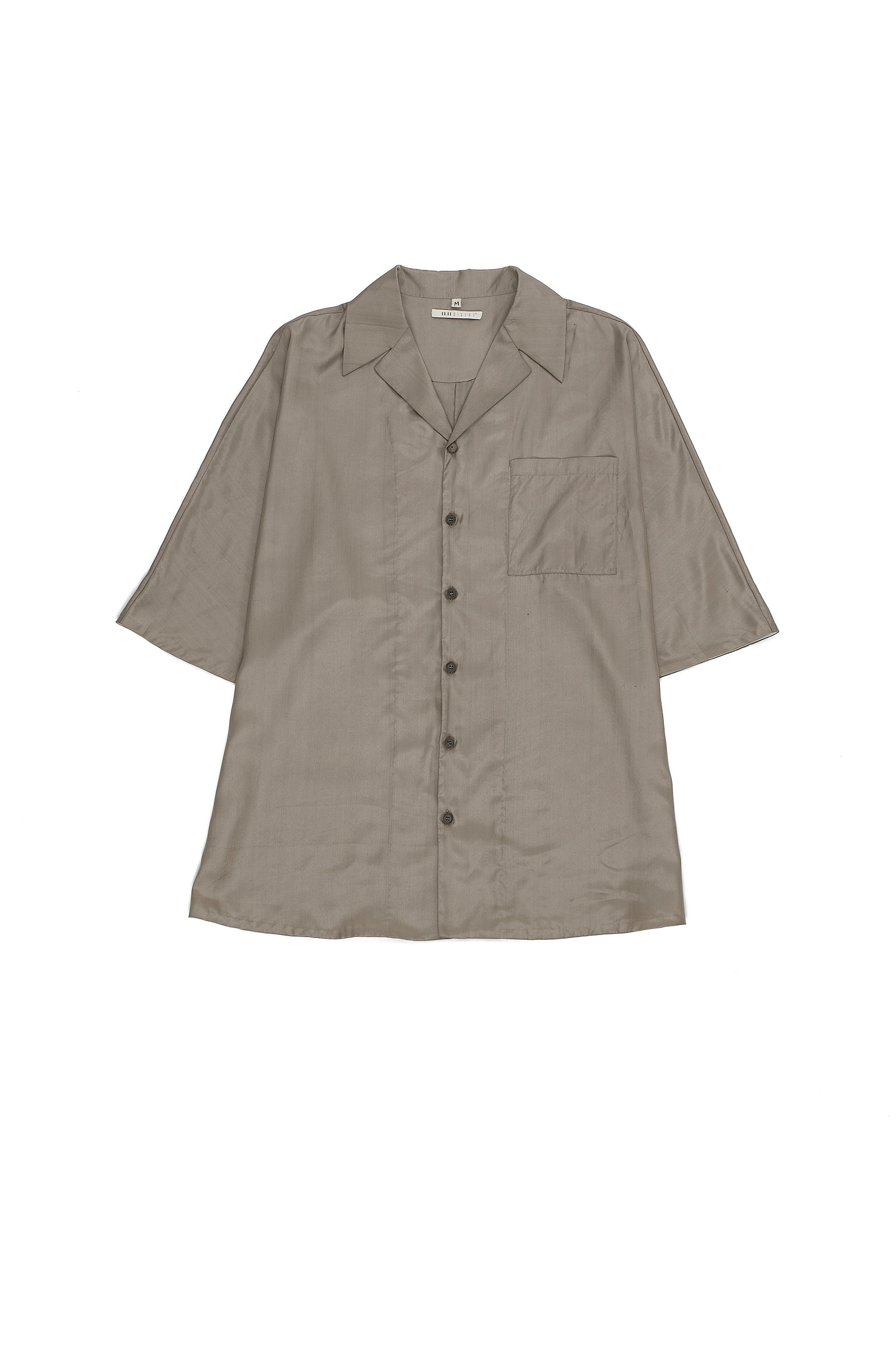 GREY NOTCH COLLAR SOFT SILK SHIRT