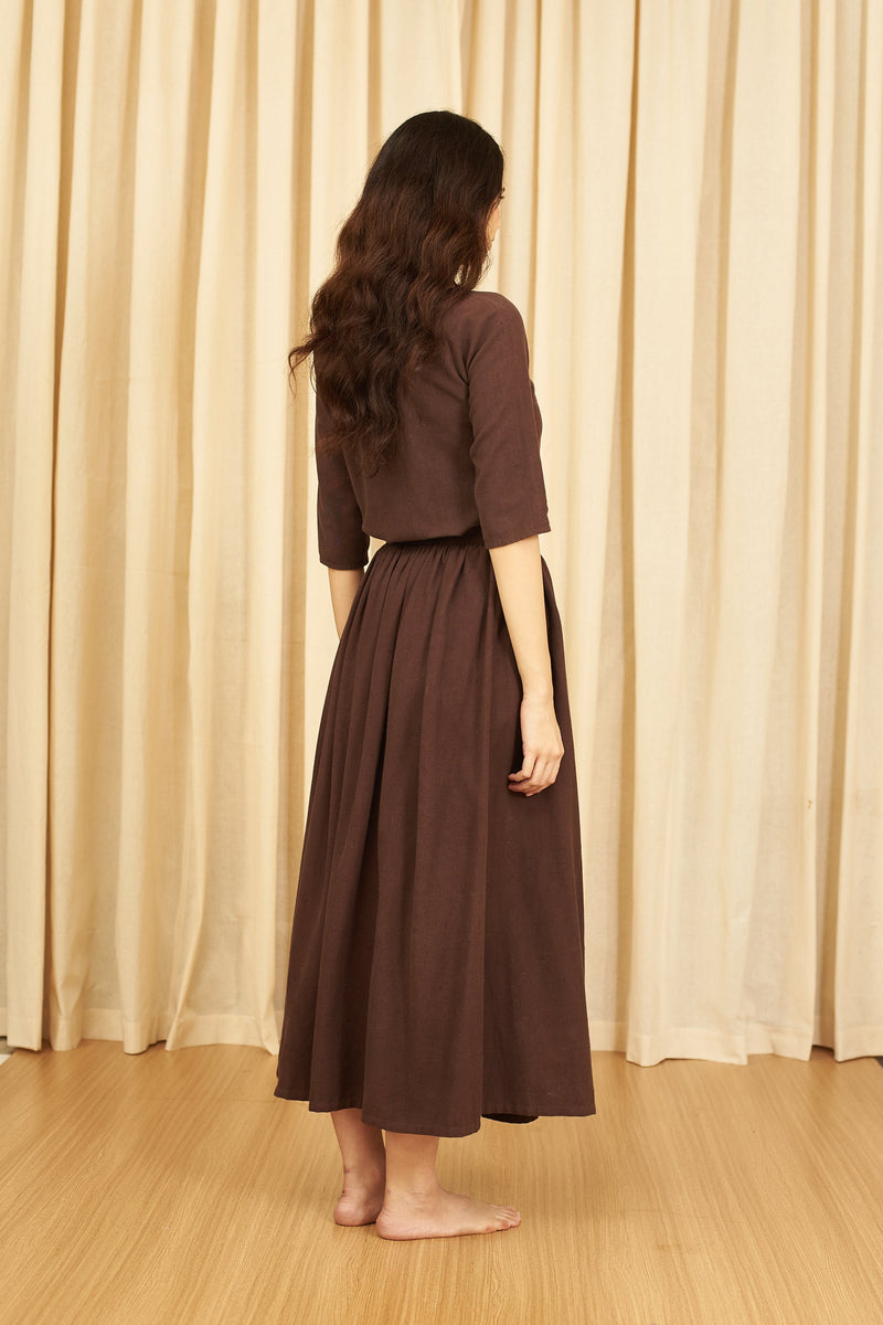 Burnt Umber Full Length Flared Skirt