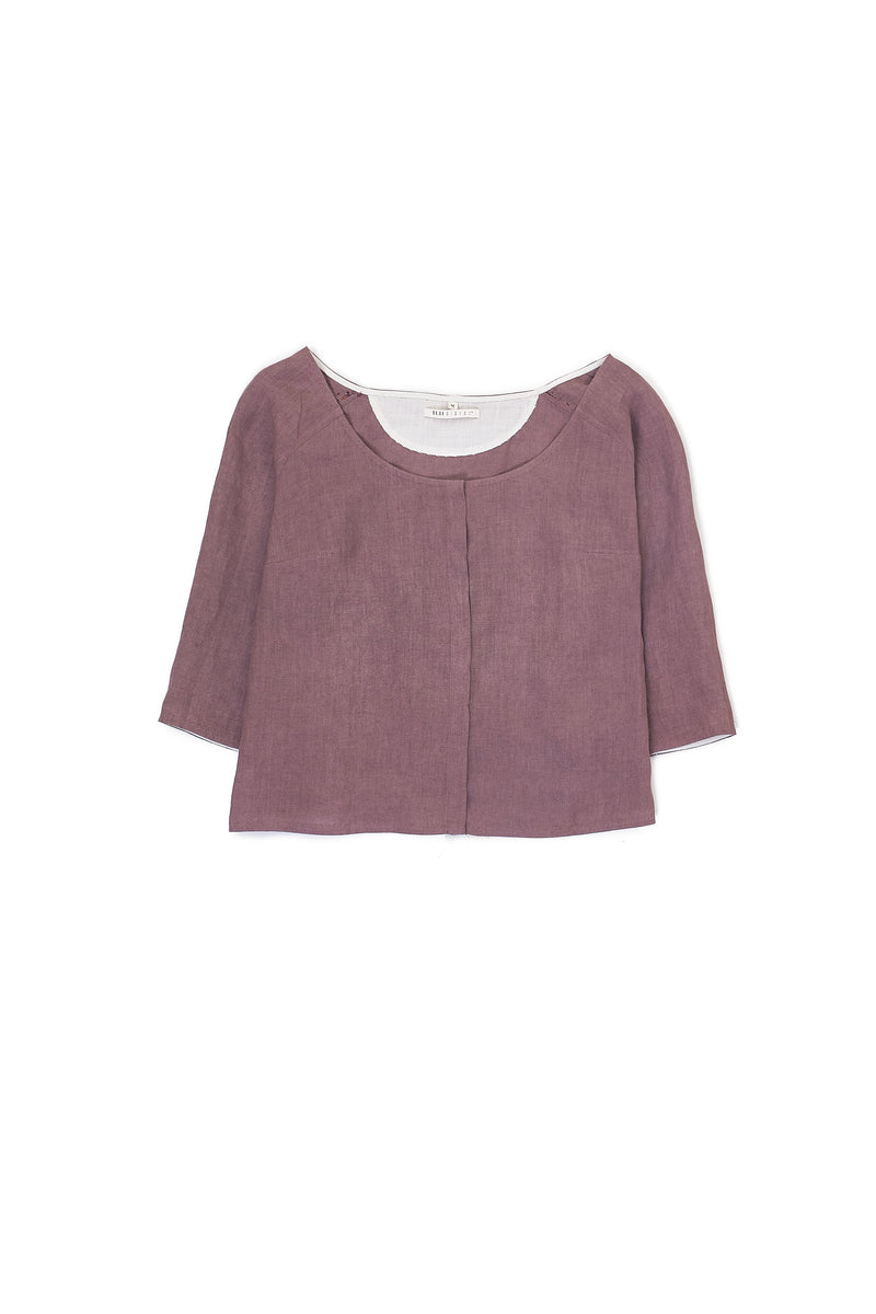 100% LINEN WOMENS TOP IN WINE COLOR