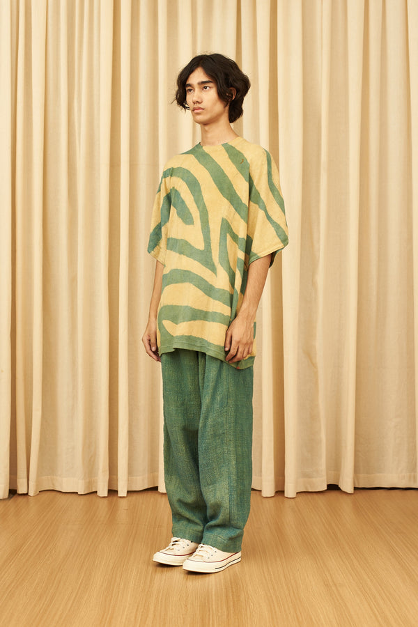 NATURAL GREEN HAND PAINTED RELAXED FIT T-SHIRT