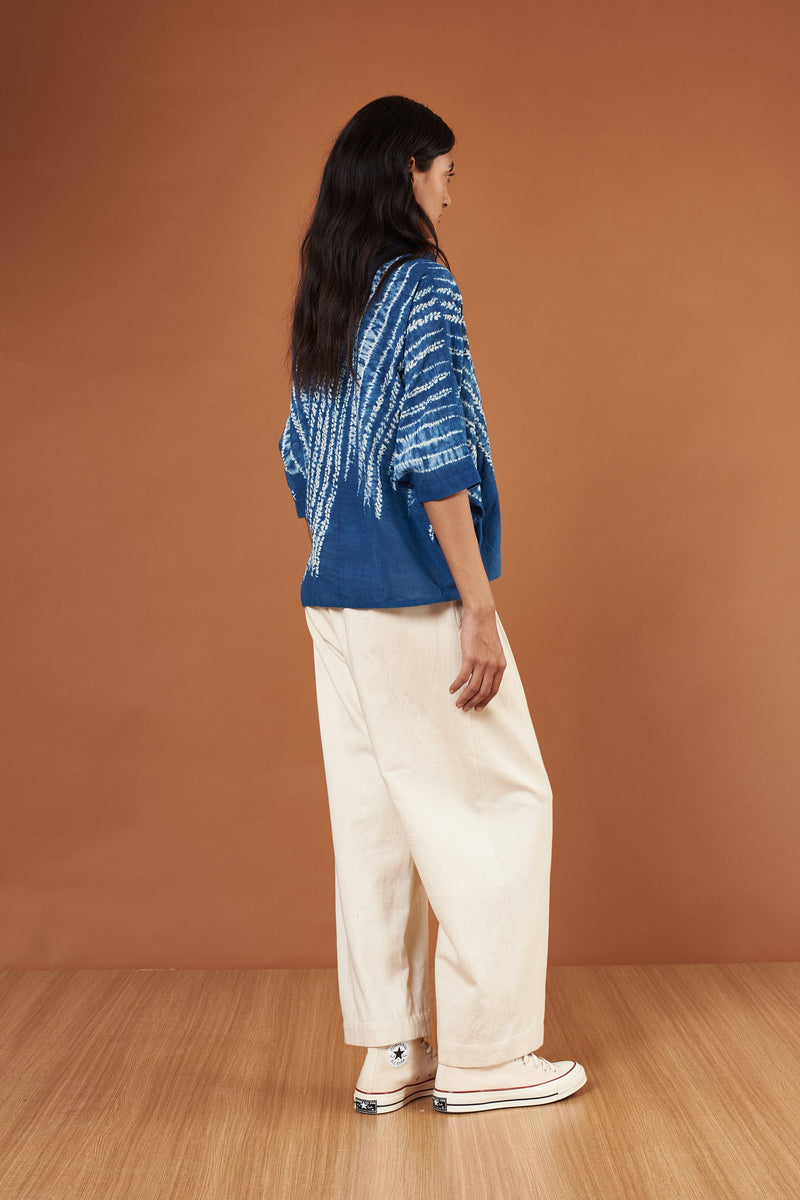 Indigo Shibori Cotton Shirt
