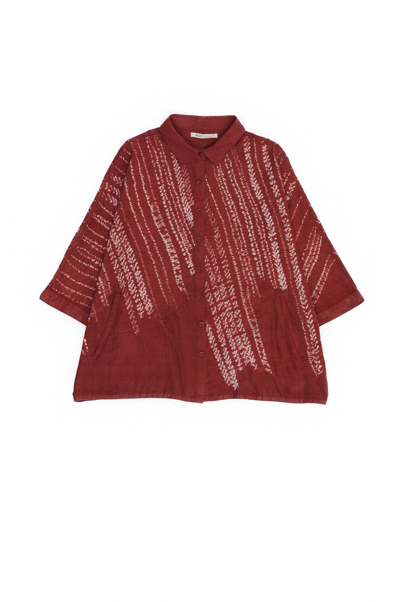Crimson Pink Shibori Cotton Shirt