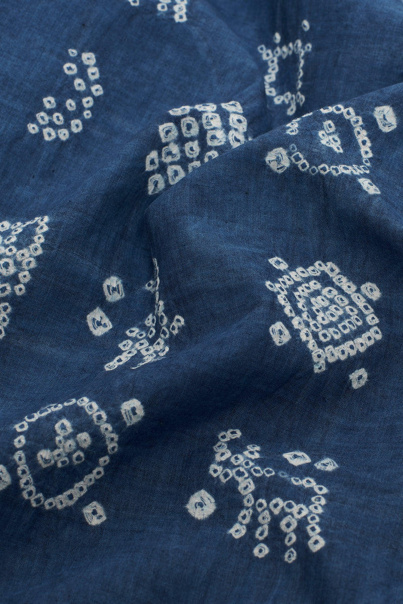 ASYMMETRICAL SILK DRESS CRAFTED WITH ALL-OVER BANDHANI MOTIFS