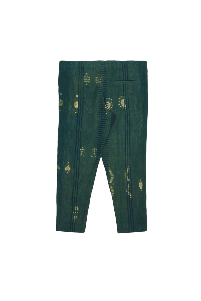 Bottle Green Shibori Soft Cotton Drawstring Pants