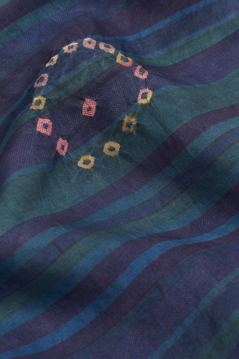 Indigo Multicolored Bandhani Silk String Pants