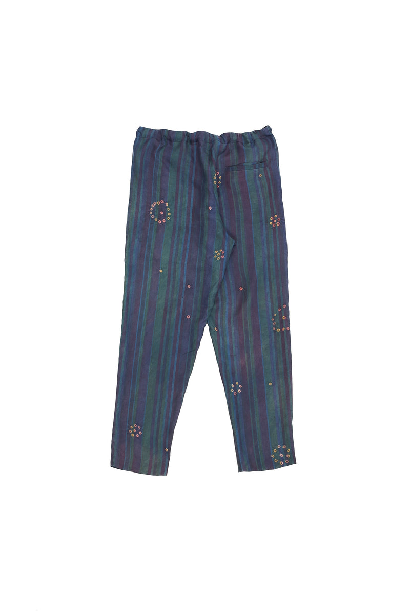 Indigo Multicolored Bandhani Silk String Pants