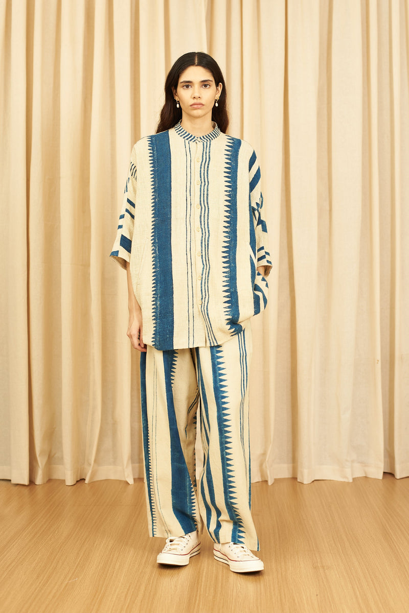 OFF-WHITE BLOCK PRINTED FINE COTTON PANTS
