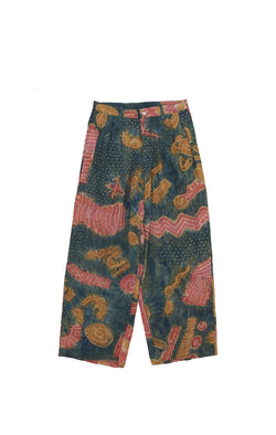 Statement Multicolour Hand Painted Pleated Trousers