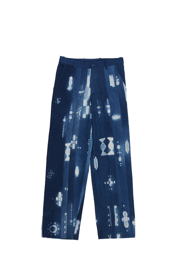 Indigo Panelled Shibori Handspun Selvedge Denim Trouser