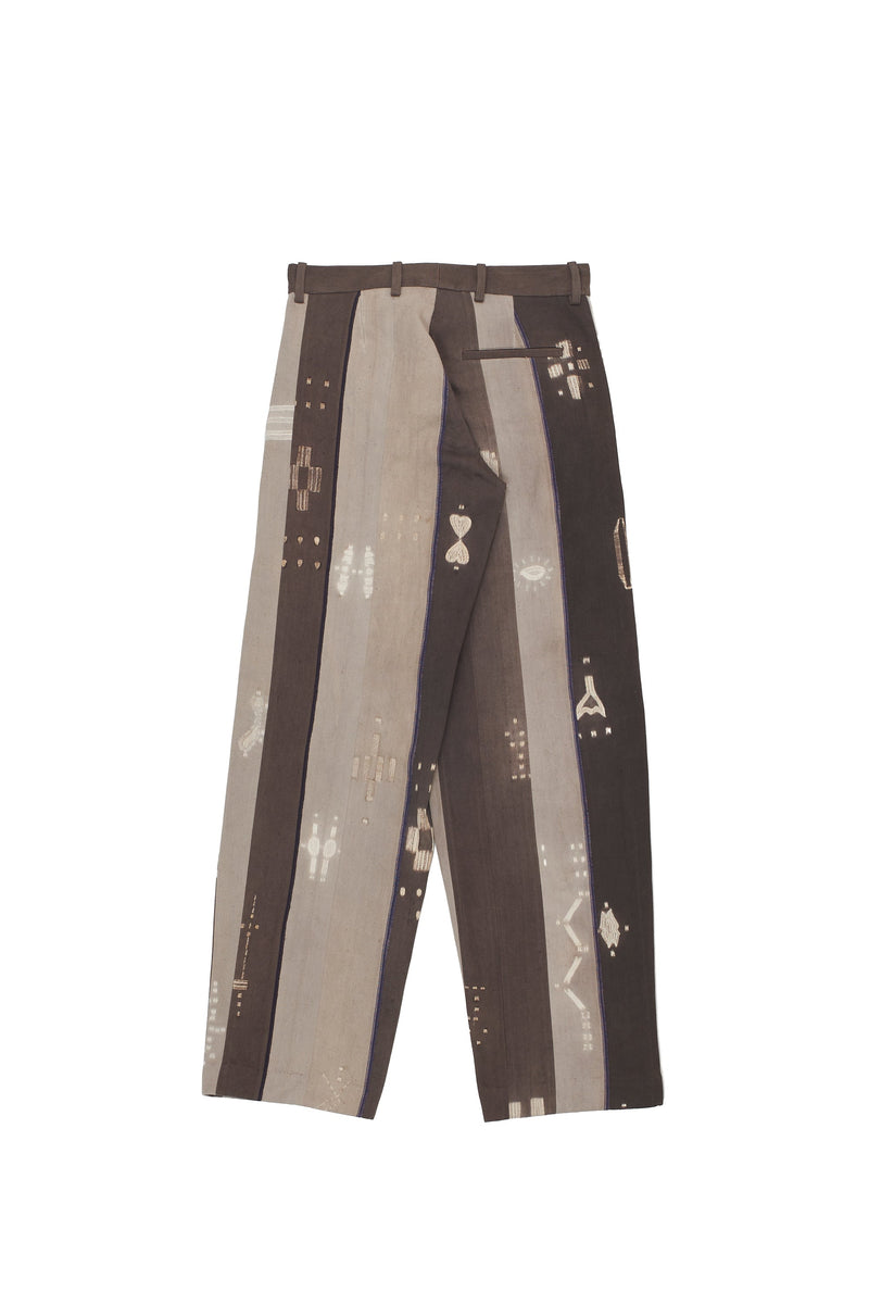 Charcoal Panelled Shibori Handspun Selvedge Denim Trouser
