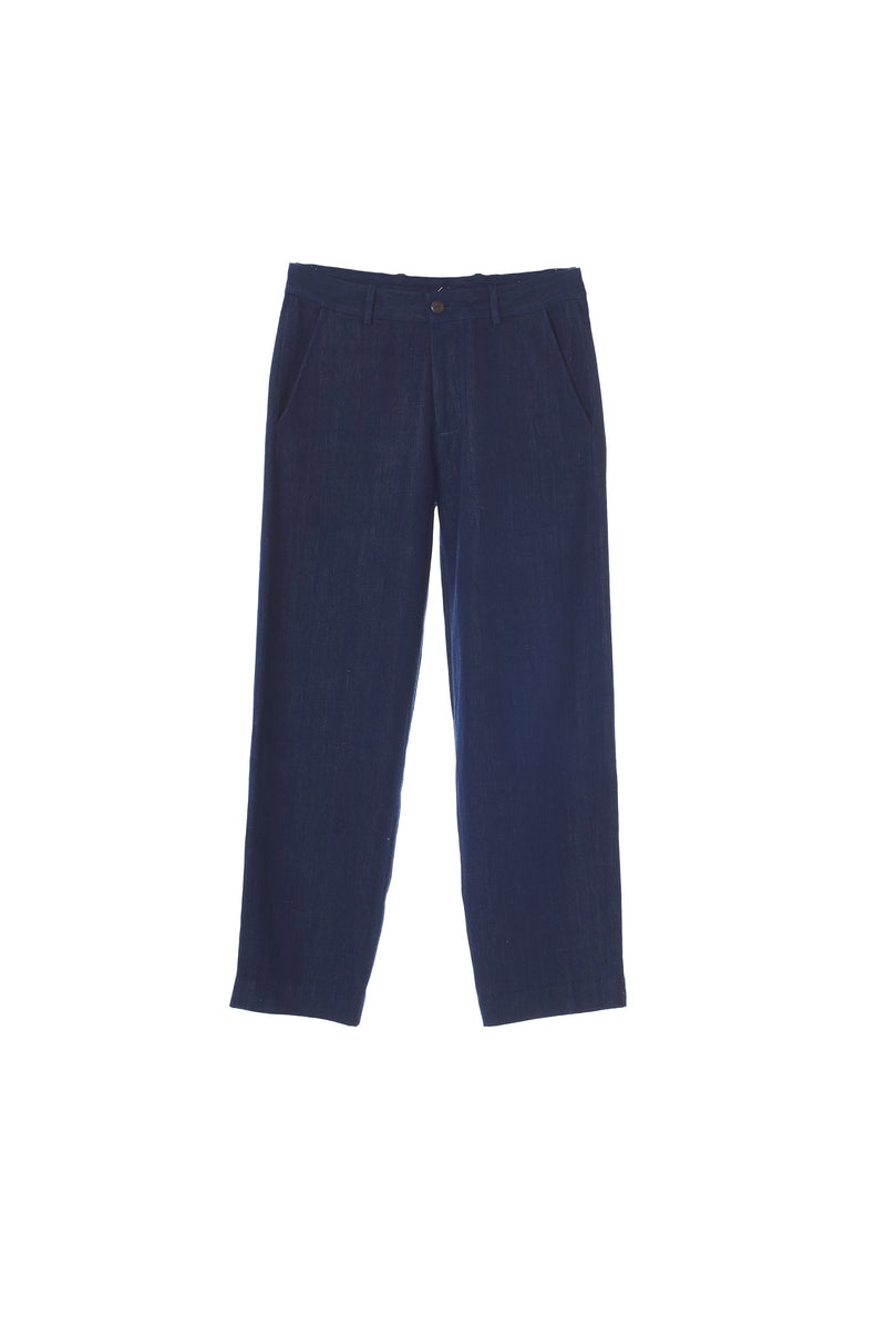 HAND SPUN DENIM MENS PANTS IN NATURAL INDIGO COLOUR