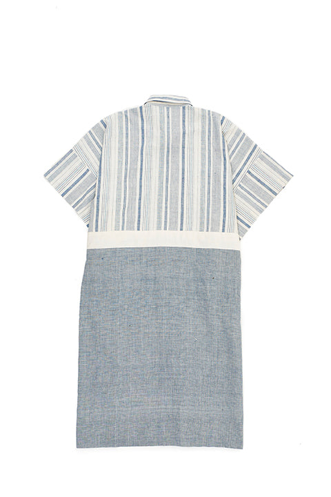 YARN-DYED ORGANIC COTTON PATCHWORK KAFTAN SHIRT