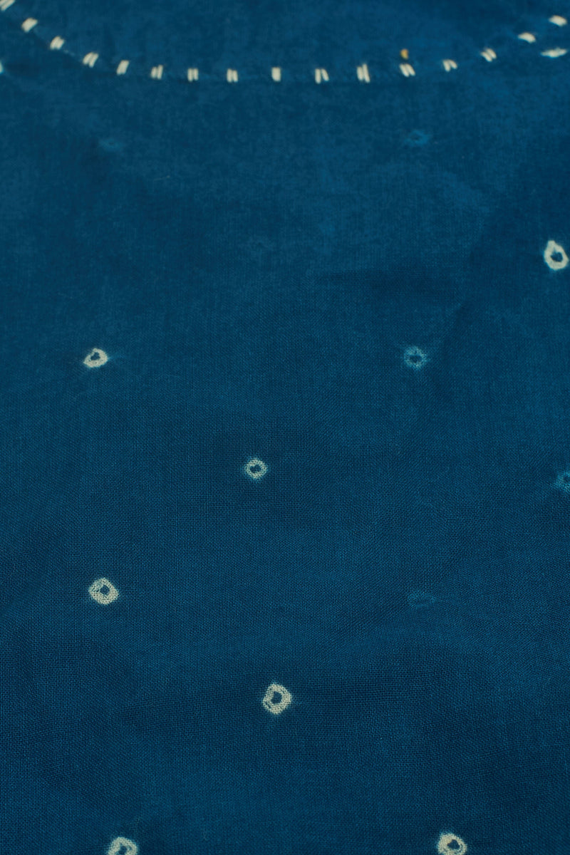 INDIGO DRAPE DRESS SPECKLED WITH BANDHANI