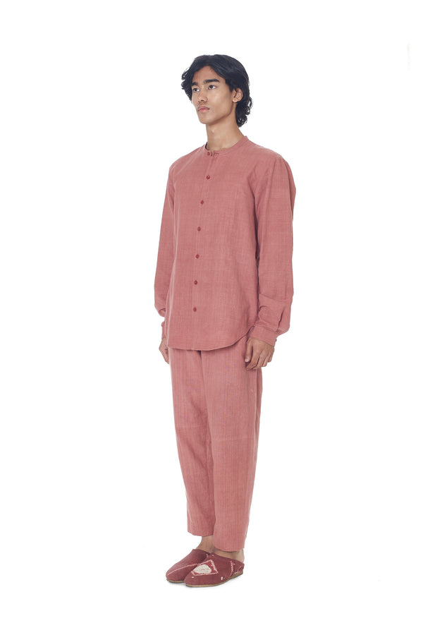 Chalk Pink Solid Men'S Shirt In Fine Cotton