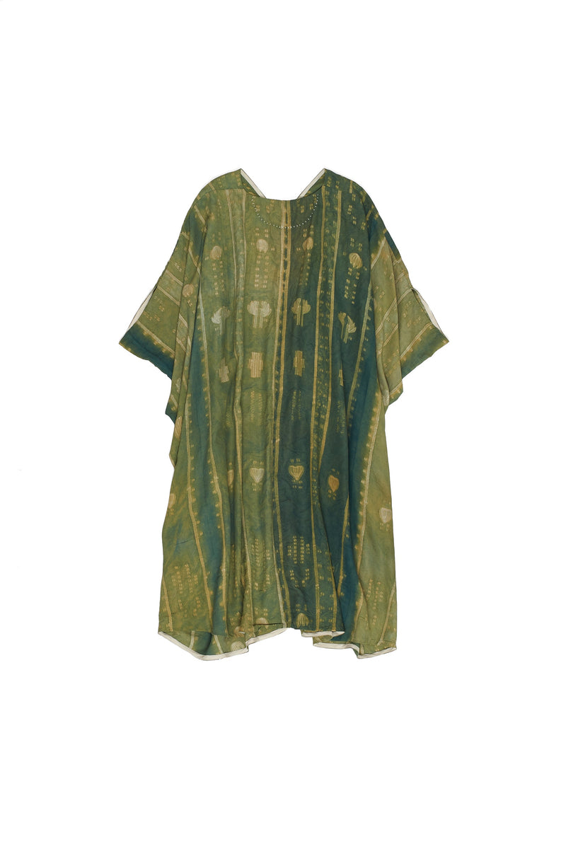 BOTTLE GREEN STATEMENT SHIBORI DRAPE DRESS