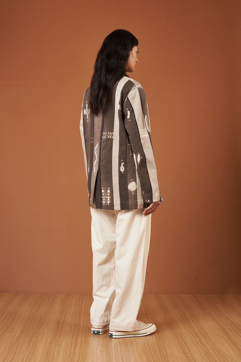 Charcoal Panelled Shibori Handspun Selvedge Denim Jacket
