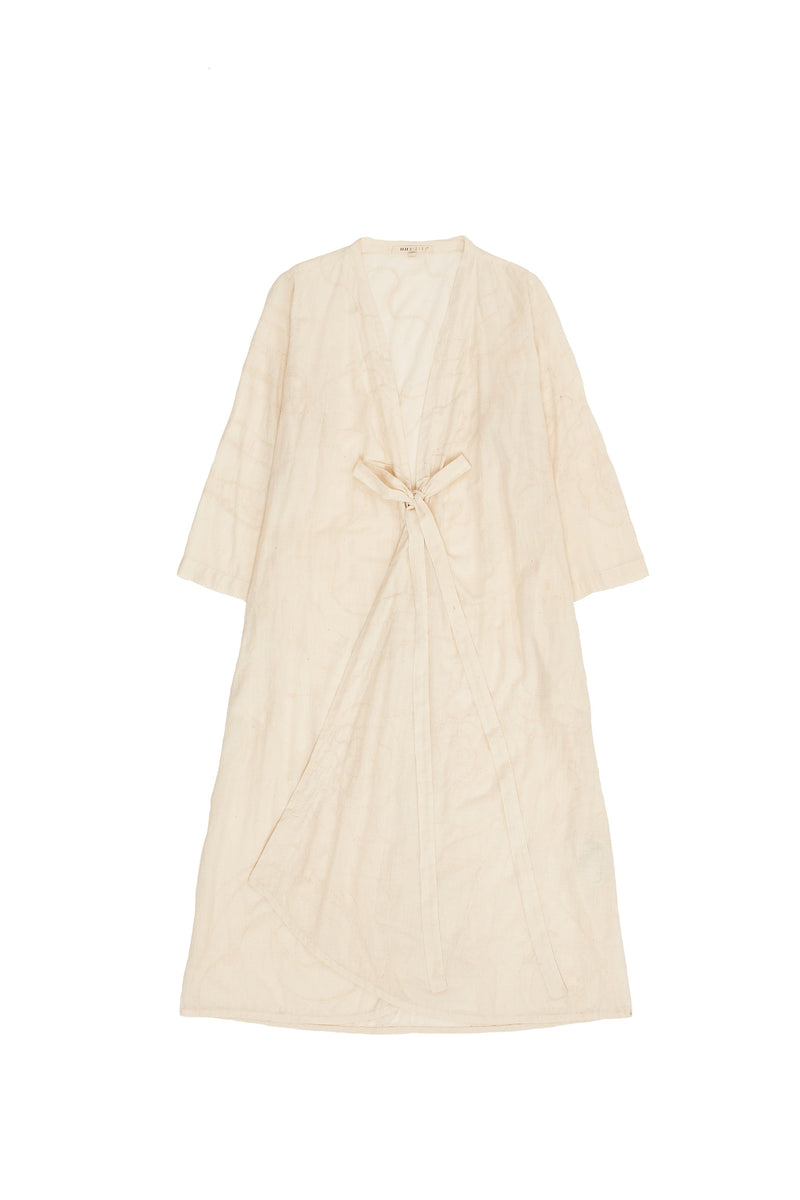 OFF WHITE ORNATE KANTHA DRESS