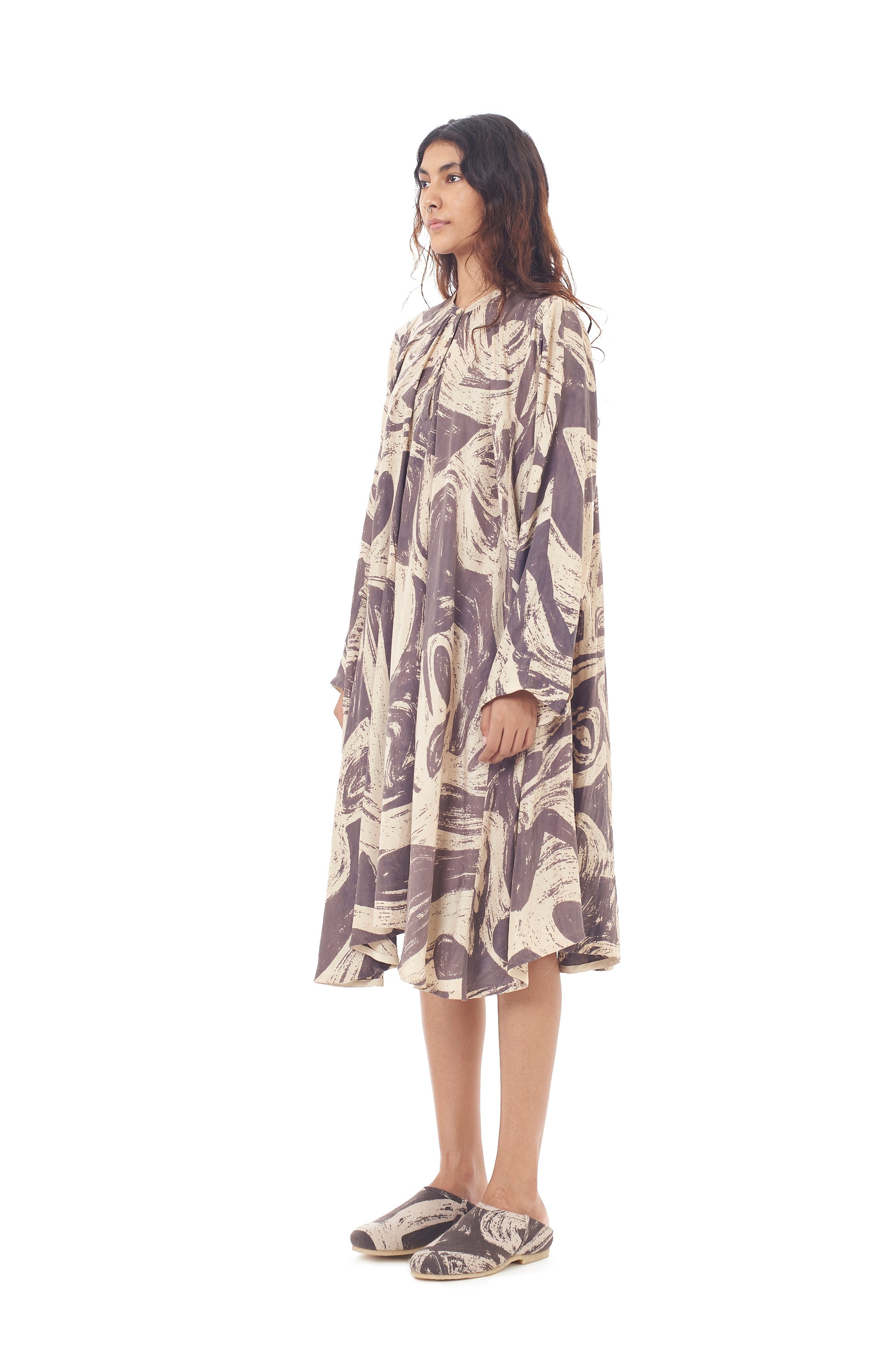CRAFTED SCREEN PRINTED SILK TIMELESS DRESS