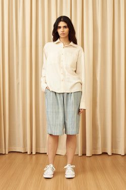 INDIGO COMFORT FIT YARN DYED COTTON SHORTS